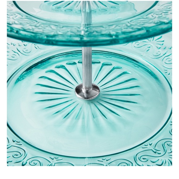 NEW Pioneer Woman teal two tier serving tray, $40 - Picture 3 of 4